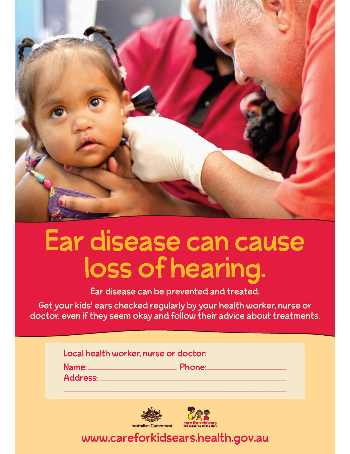 Ear disease can cause loss of hearing A2 Poster NACCHO store